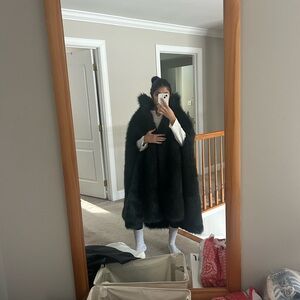 Adrienne Landau Elegant Dark Green Fur Cape
